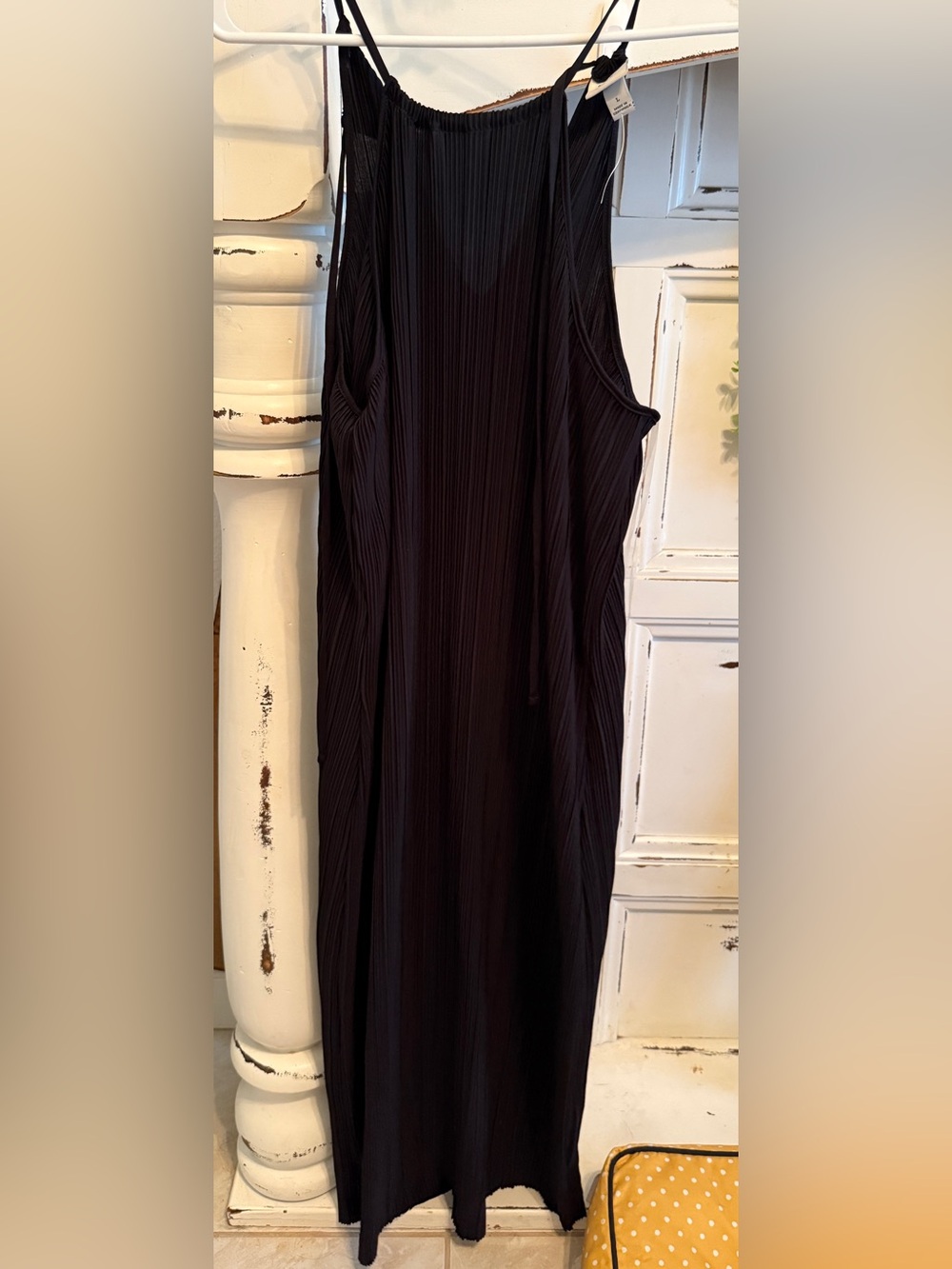 a new day Black Ribbed Maxi Slip Dress with Thin Straps